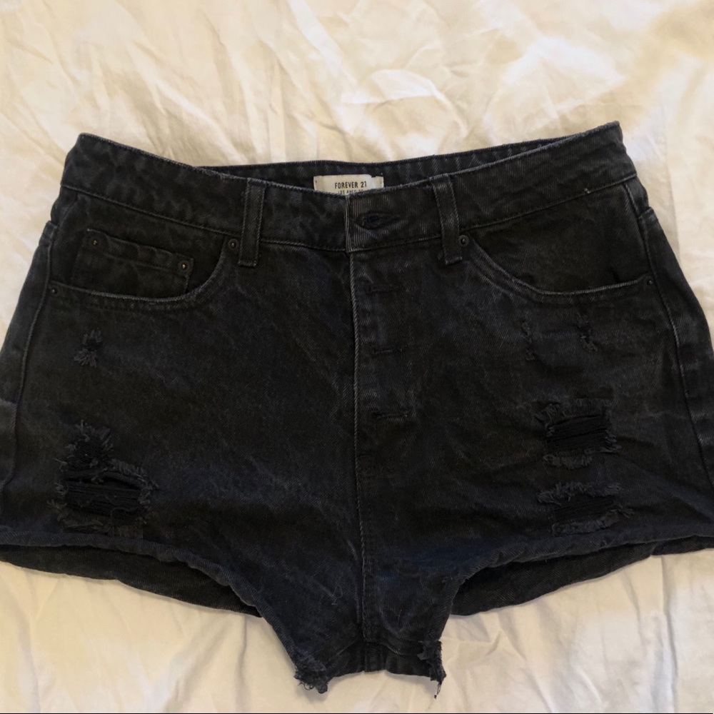 Black button up jean short - Picture 1 of 2
